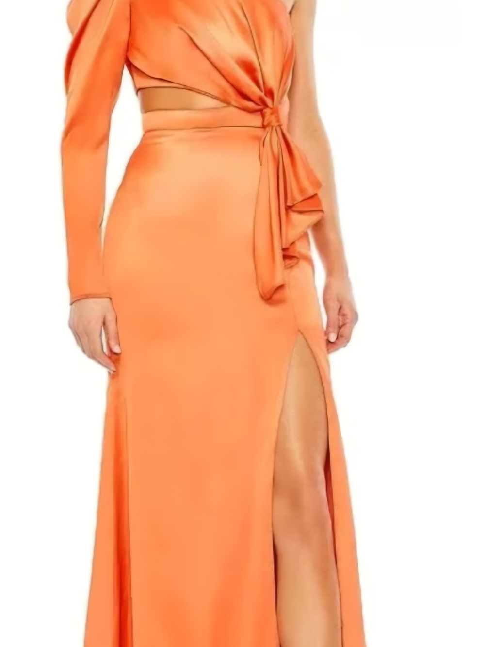 NWT Ieena for Mac Duggal Satin One-Sleeve Cutout Gown - Size 2